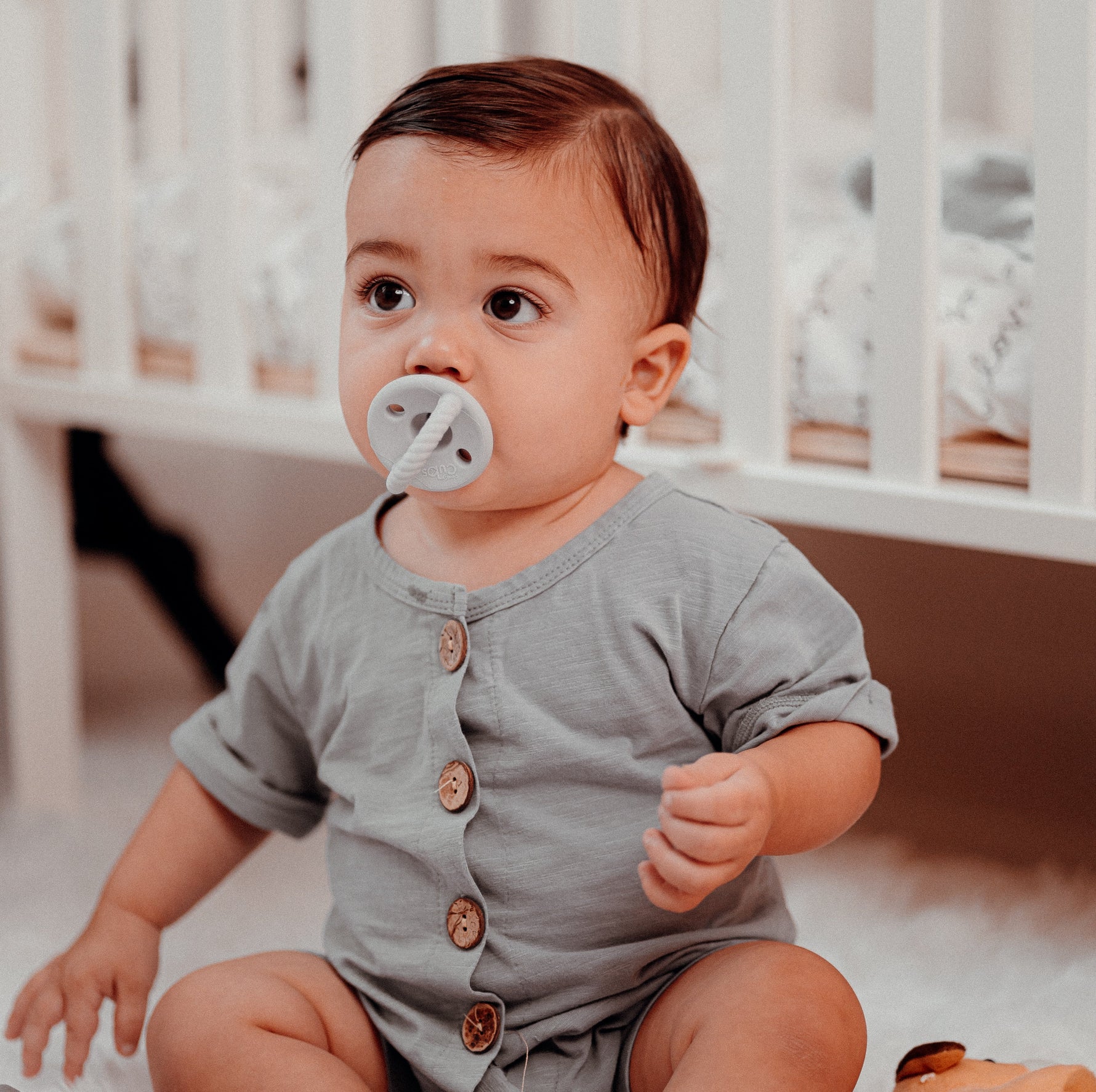 Grey Silicone Pacifiers 4 Pack BPA Free For 0 18 Months Comfy Cubs Everetts Place: Online Boutique