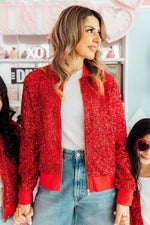 Grown Up Red Sequin Jacket - Red, Fashion, Happiness, Model, Denim | Everetts Place