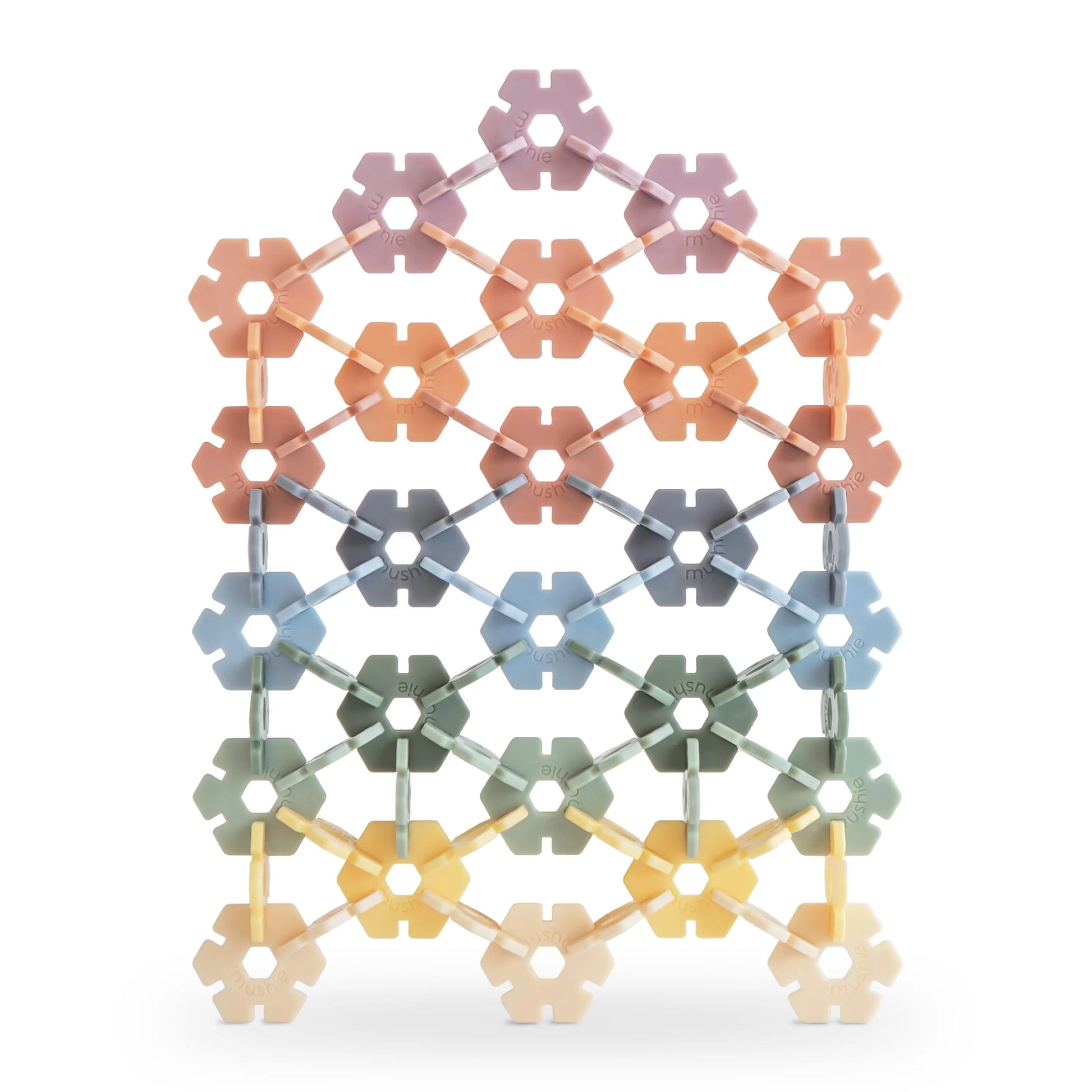 Hex Connect Building Toy Set for Kids - 100 Hexagon Shaped Discs for STEM Learning and Creativity Mushie