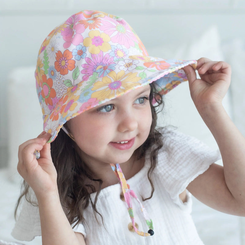 Baby & Kids Sun Hat with Retro Floral Pattern