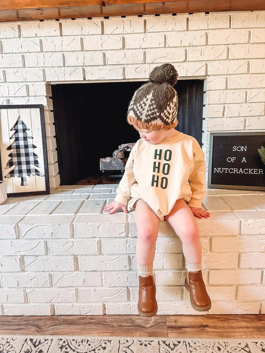 Little Joy Co. HO HO HO Christmas Sweatshirt Romper - Everetts Place Boutique - 