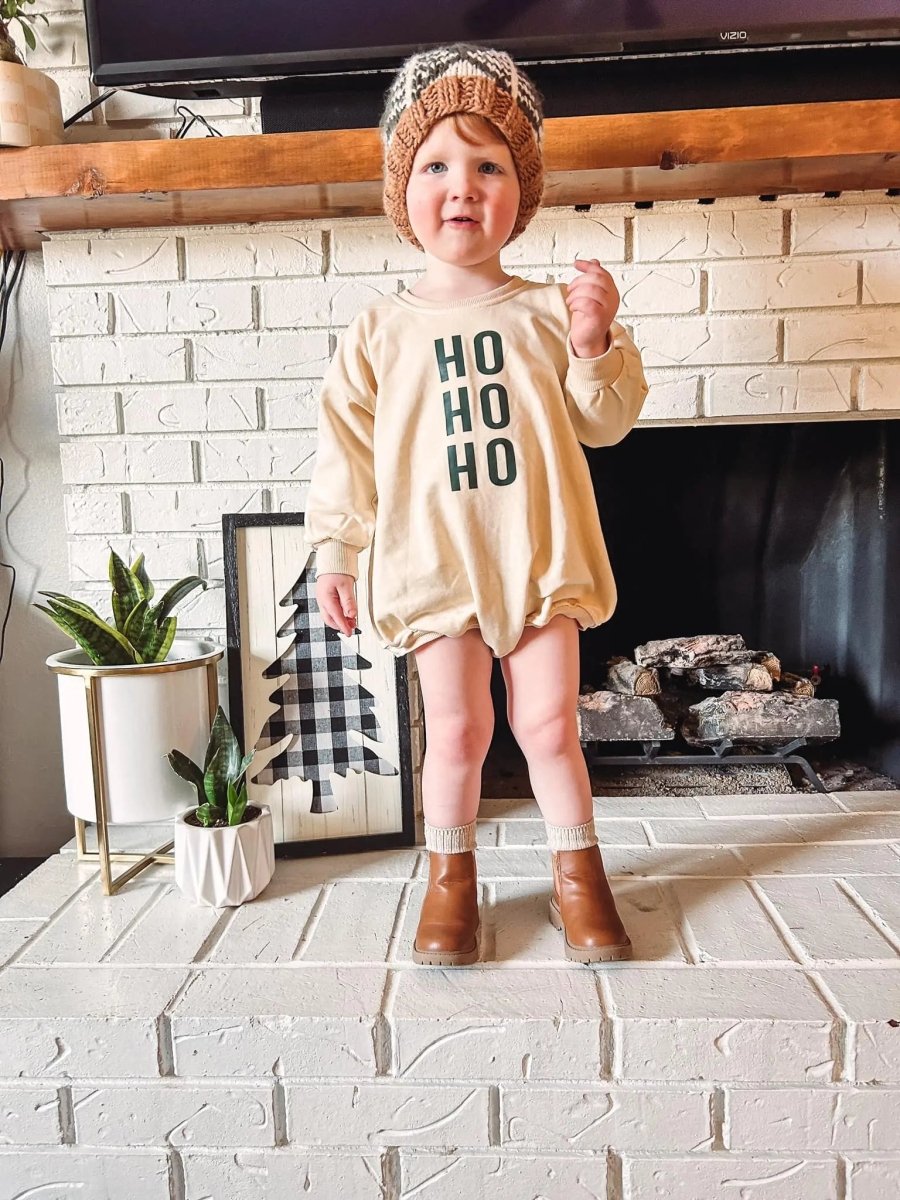 Little Joy Co. HO HO HO Christmas Sweatshirt Romper - Everetts Place Boutique - 