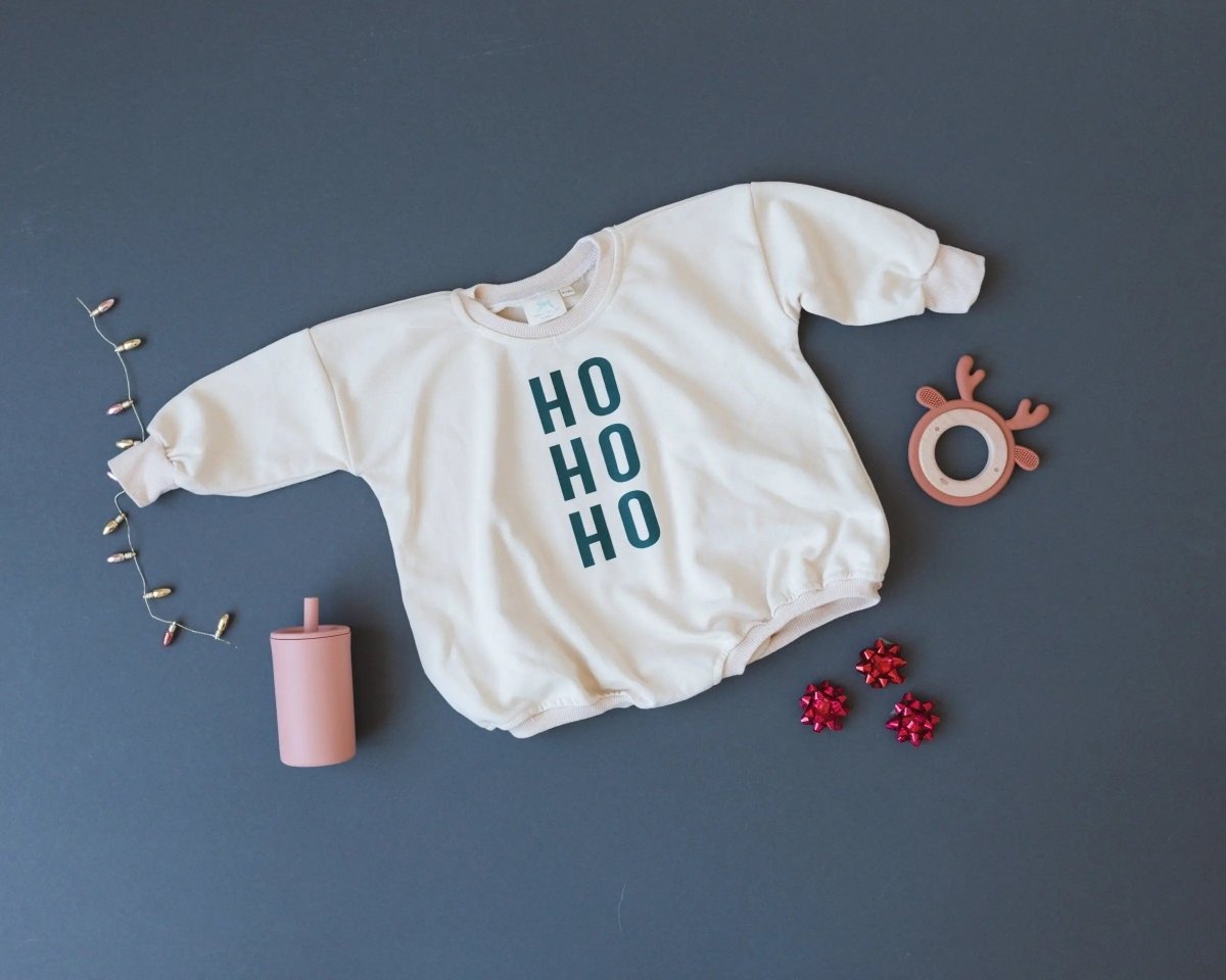 Little Joy Co. HO HO HO Christmas Sweatshirt Romper - Everetts Place Boutique - 