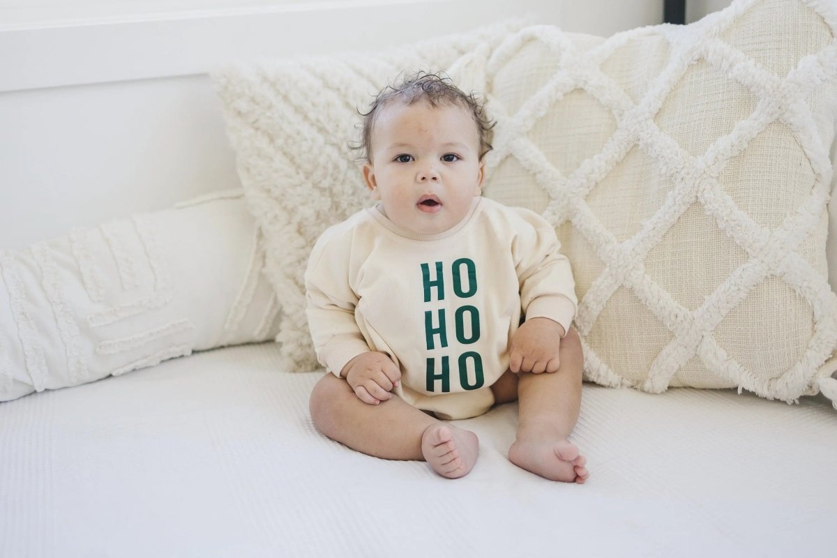 Little Joy Co. HO HO HO Christmas Sweatshirt Romper - Everetts Place Boutique - 