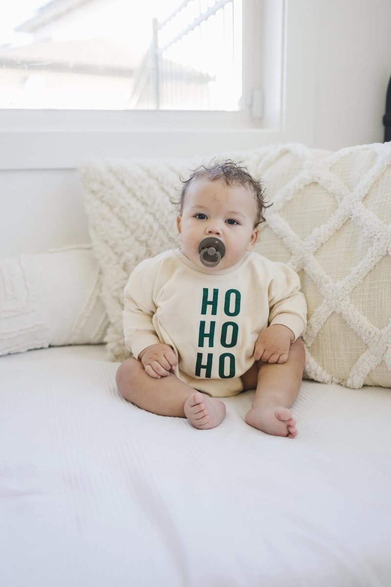 Little Joy Co. HO HO HO Christmas Sweatshirt Romper - Everetts Place Boutique - 