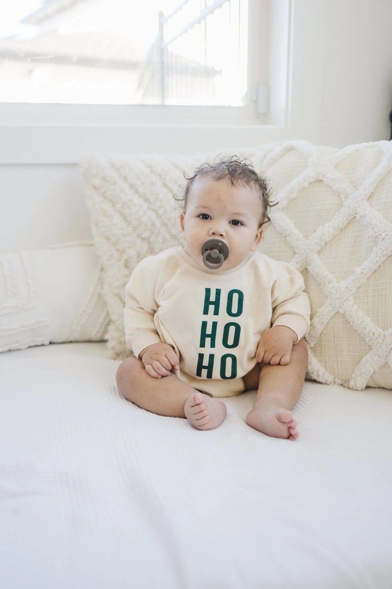 Little Joy Co. HO HO HO Christmas Sweatshirt Romper - Everetts Place Boutique - 