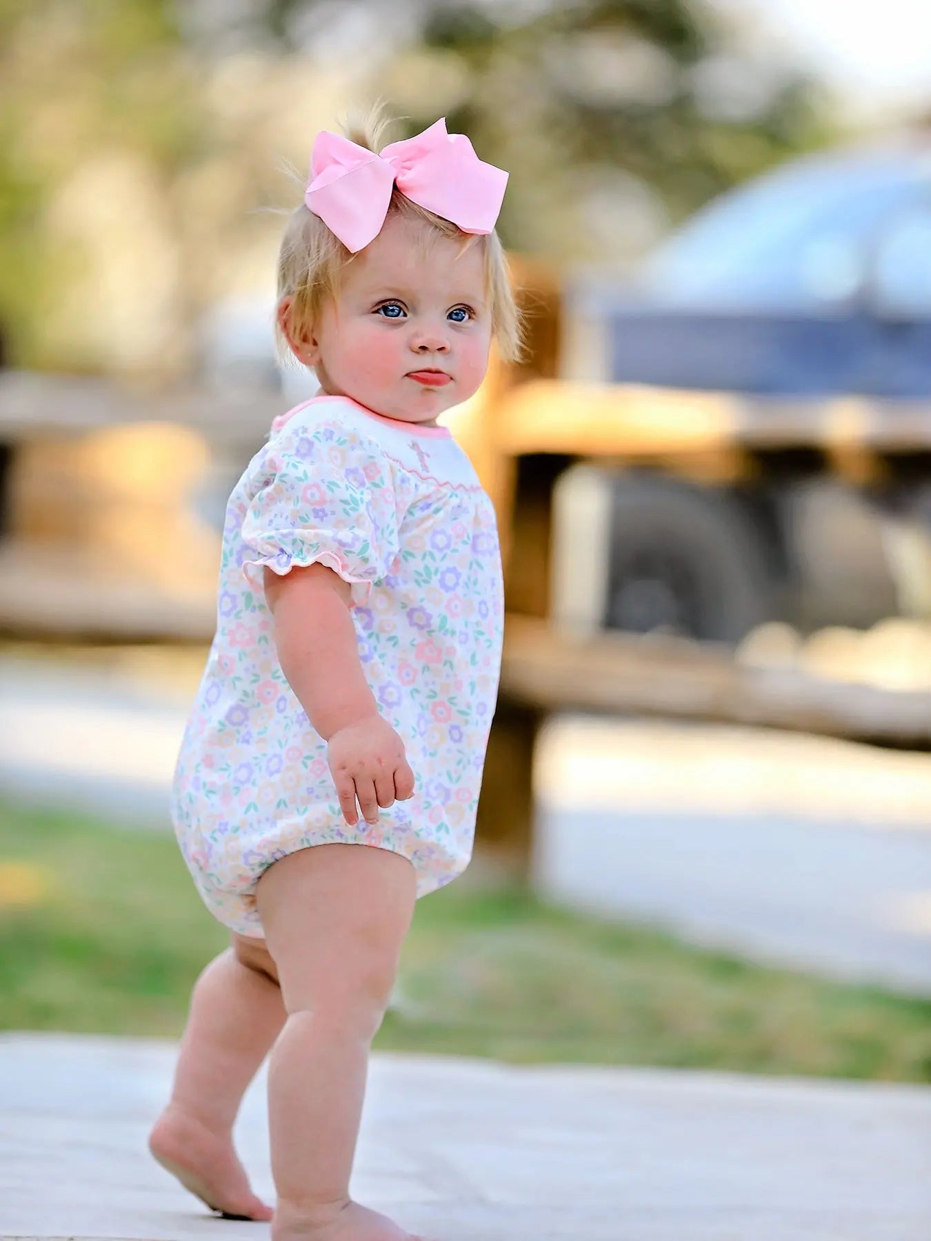 Spring Summer Cross Smocking Embroidery Colorful Romper Rylee Faith Designs