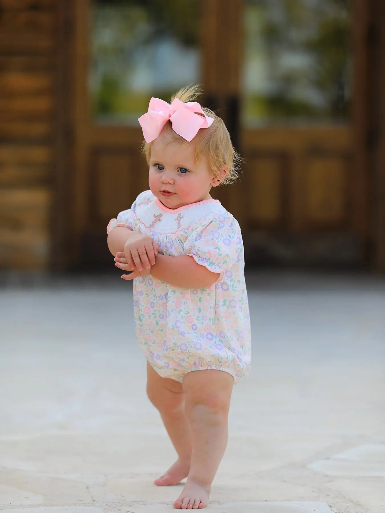 Spring Summer Cross Smocking Embroidery Colorful Romper Rylee Faith Designs