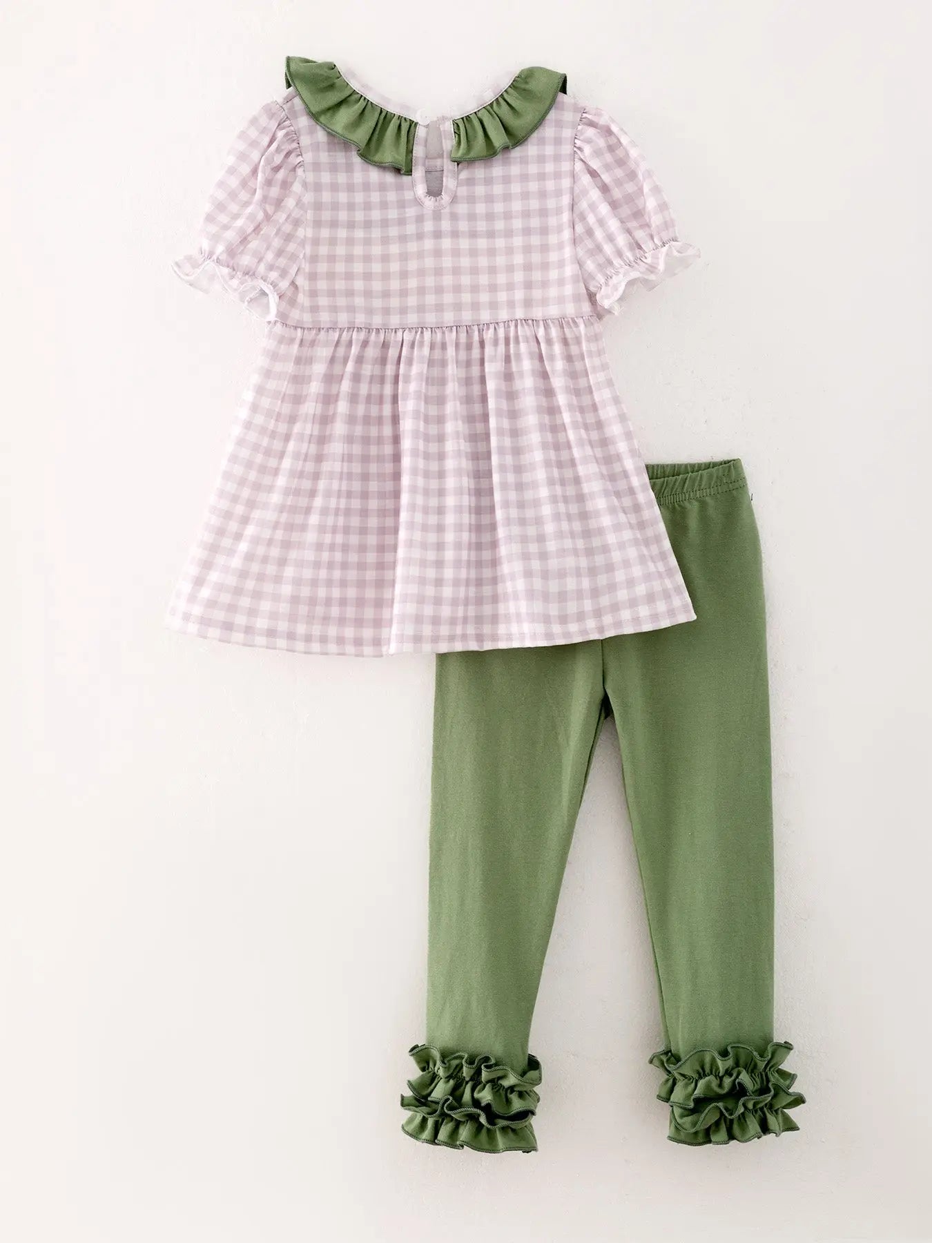 Halloween Girls Pumpkin Chenille Patches Plaid Top and Pants Set Rylee Faith Designs Everetts Place: Online Boutique
