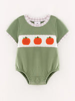 Rylee Faith Designs Halloween Pumpkin Boys Chenille Patches Romper for Comfortable Holiday Style - Apparel & Accessories > Clothing > Baby & Toddler Clothing Romper