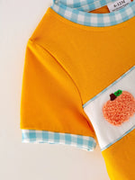 Rylee Faith Designs Halloween Pumpkin Chenille Patches Boys Romper for Trick or Treating and Halloween Parties - Apparel & Accessories > Clothing > Baby & Toddler Clothing Romper