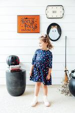 Mila & Rose ® Halloween Stars Three Quarter Sleeve Pocket Twirl Dress - Everetts Place Boutique - 