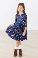 Mila & Rose ® Halloween Stars Three Quarter Sleeve Pocket Twirl Dress - Everetts Place Boutique - 