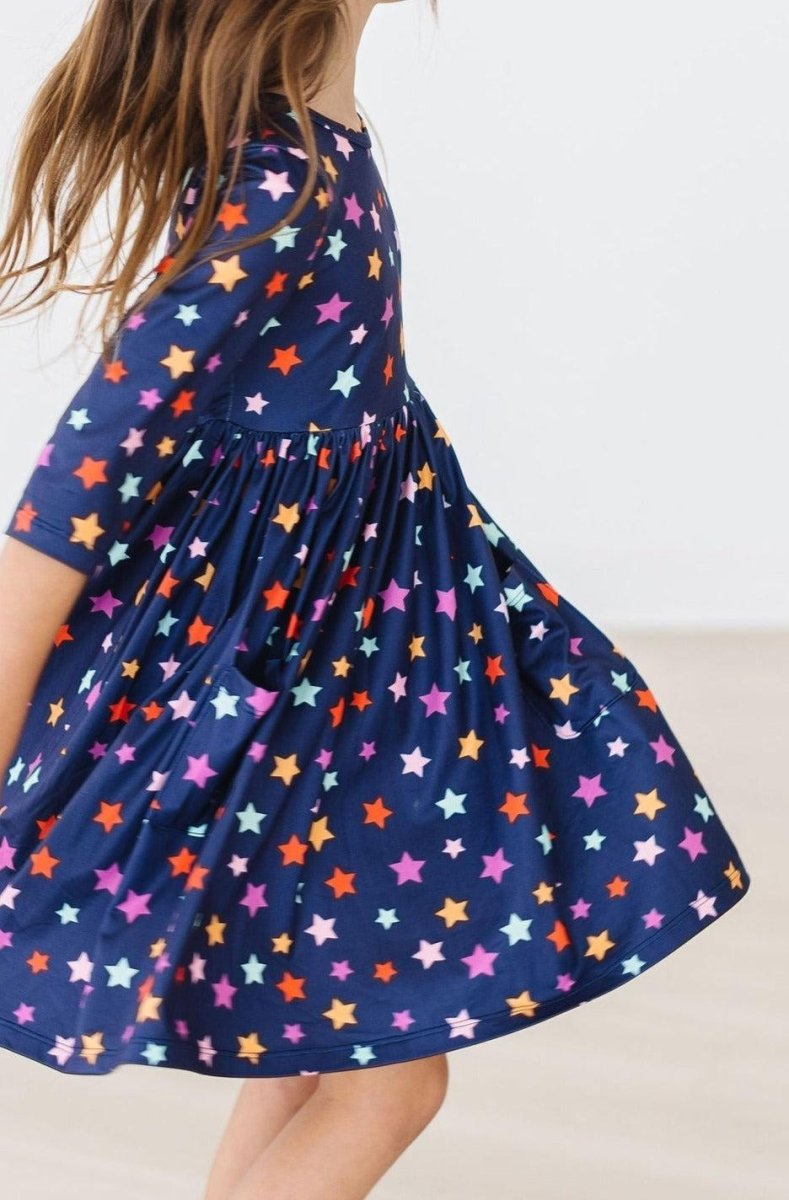 Mila & Rose ® Halloween Stars Three Quarter Sleeve Pocket Twirl Dress - Everetts Place Boutique - 