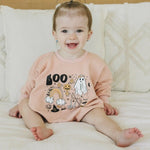Little Joy Co. Halloween Graphic Oversized Sweatshirt Romper Snaps -