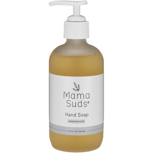 MamaSuds Hand Soap in glass bottle, unscented, 8.5 fl oz.
