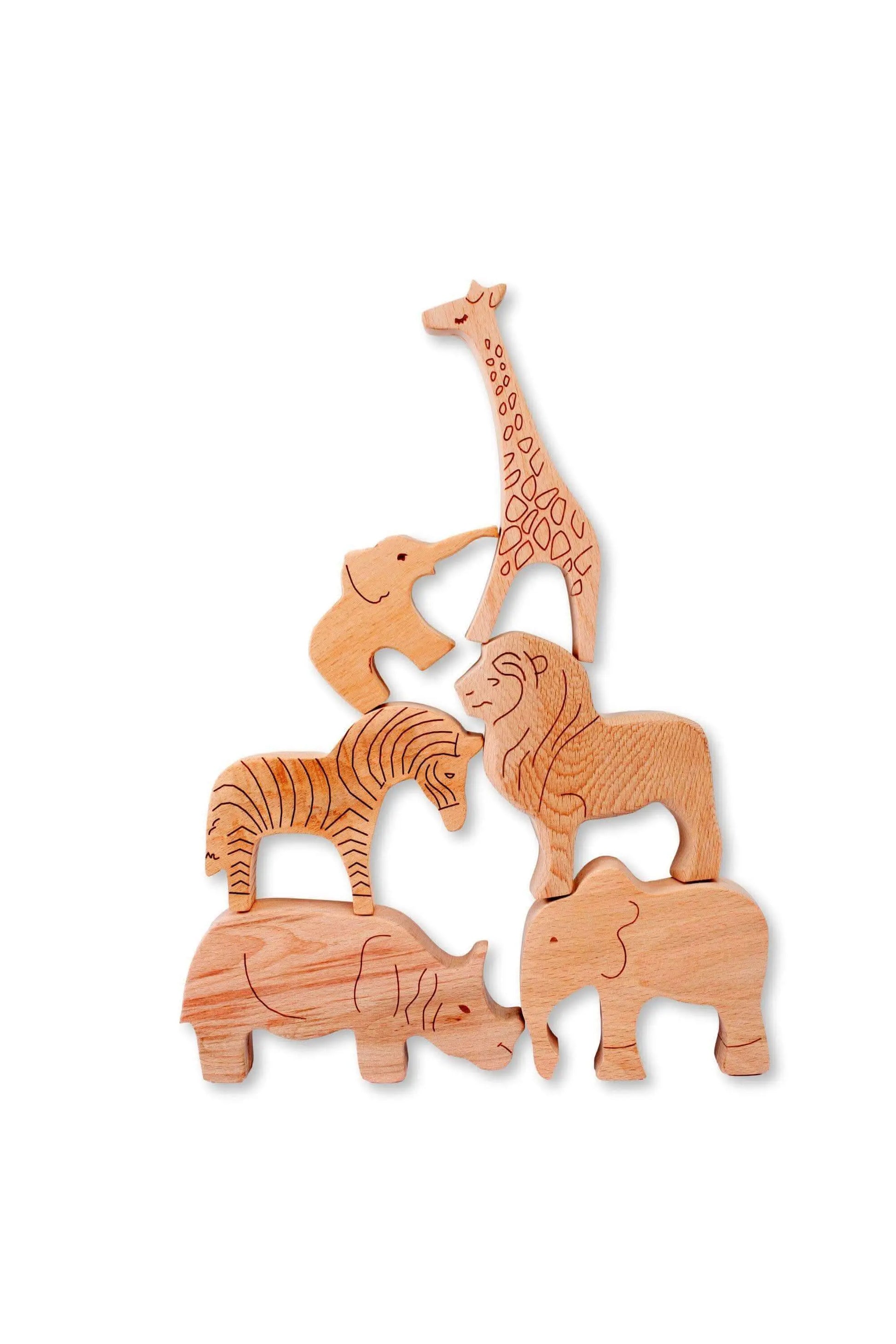 Kidodido Handcrafted Wooden Safari Animals Set for Imaginative Play - Toys & Games > Toys > Dolls, Playsets & Toy Figures > Toy Playsets > Farm Animal Playsets