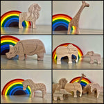 Kidodido Handcrafted Wooden Safari Animals Set for Imaginative Play - Toys & Games > Toys > Dolls, Playsets & Toy Figures > Toy Playsets > Farm Animal Playsets