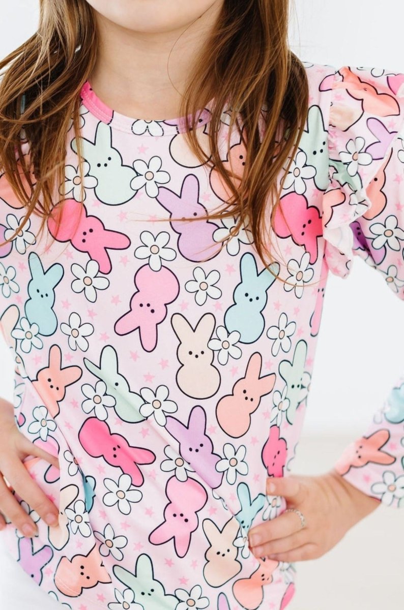 Mila & Rose ® Hangin With My Peeps Long Sleeve Ruffle Tee Mila And Rose - Everetts Place Boutique - 