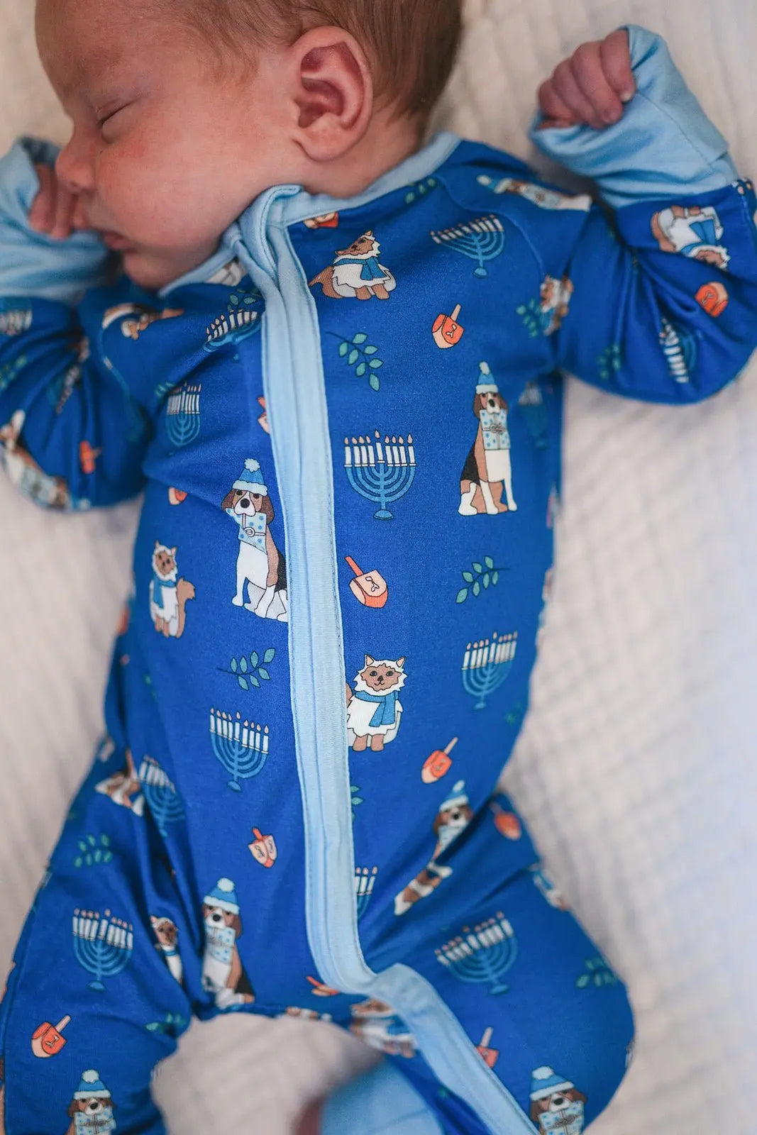 Dreamlet Hanukkah Pets Convertible Zip Footies Soft for Infants - Apparel & Accessories > Clothing > Baby & Toddler Clothing > Baby & Toddler Sleepwear Convertible Zip Footies