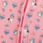 Dreamlet Hanukkah Pets Convertible Zip Footies Pink Baby Sleepwear - Apparel & Accessories > Clothing > Baby & Toddler Clothing > Baby & Toddler Sleepwear Convertible Zip Footies