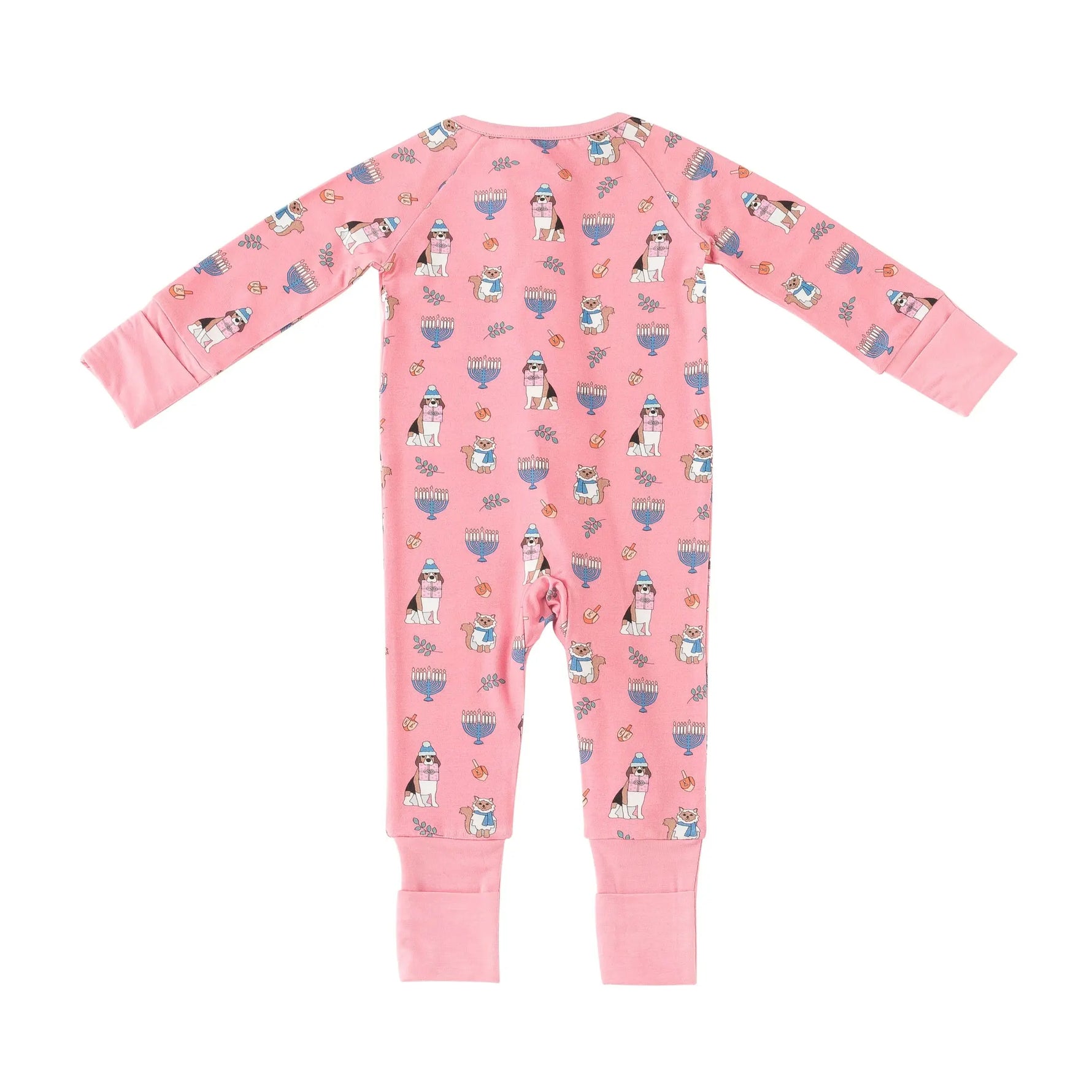 Dreamlet Hanukkah Pets Convertible Zip Footies Pink Baby Sleepwear - Apparel & Accessories > Clothing > Baby & Toddler Clothing > Baby & Toddler Sleepwear Convertible Zip Footies