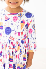 Mila & Rose ® Happy Birthday Three Quarter Sleeve Pocket Twirl Dress - Everetts Place Boutique - 