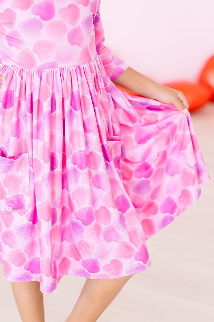 Happy Heart Day Three Quarter Sleeve Pocket Twirl Dress Mila & Rose ® Everetts Place: Online Boutique