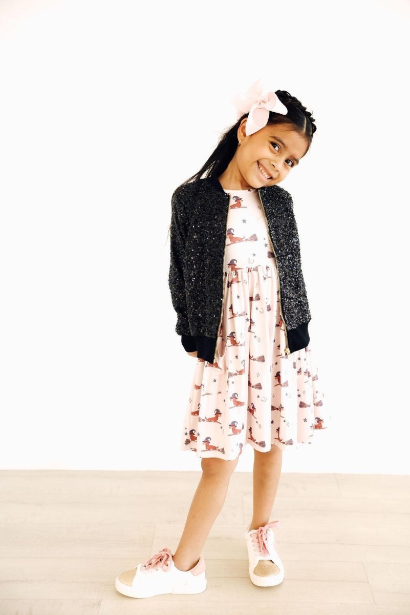 Mila & Rose ® Happy Howloween Pocket Twirl Dress Three Quarter Sleeve - Everetts Place Boutique - 