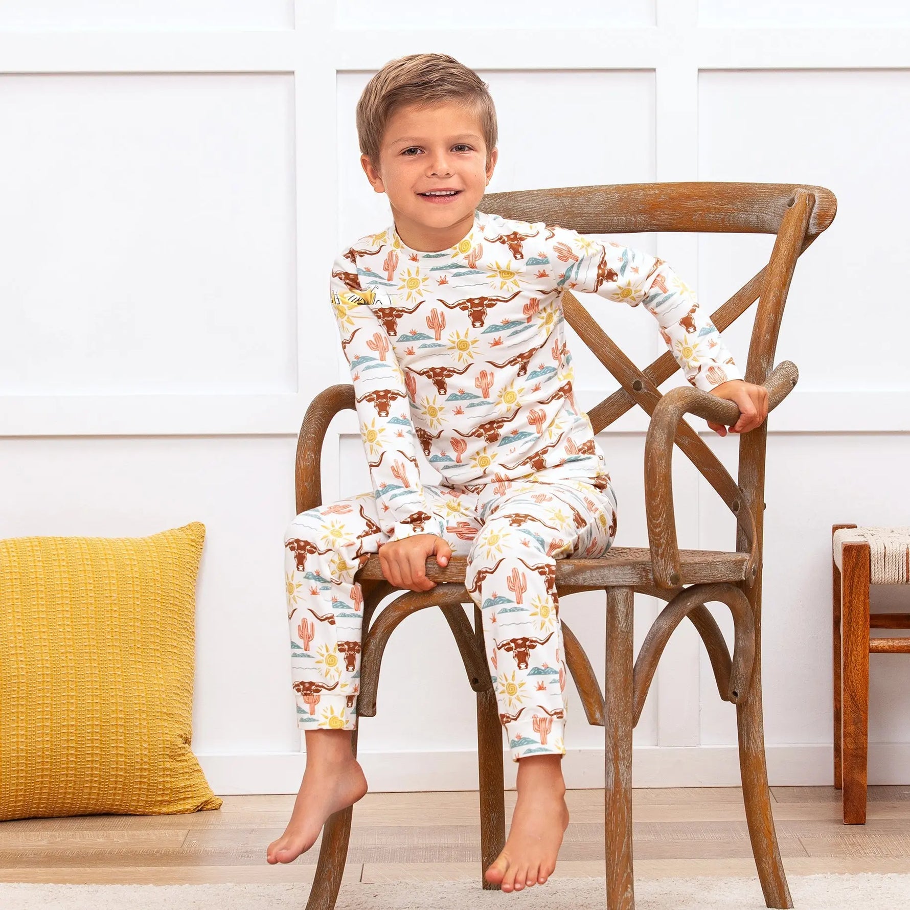 Happy Trails Kids Bamboo Pajama Set Western Theme Soft Eco Friendly Sleepwear Tesa Babe 