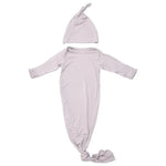 Three Little Tots Harbor Mist Neutral Knotted Newborn Baby Gown - 