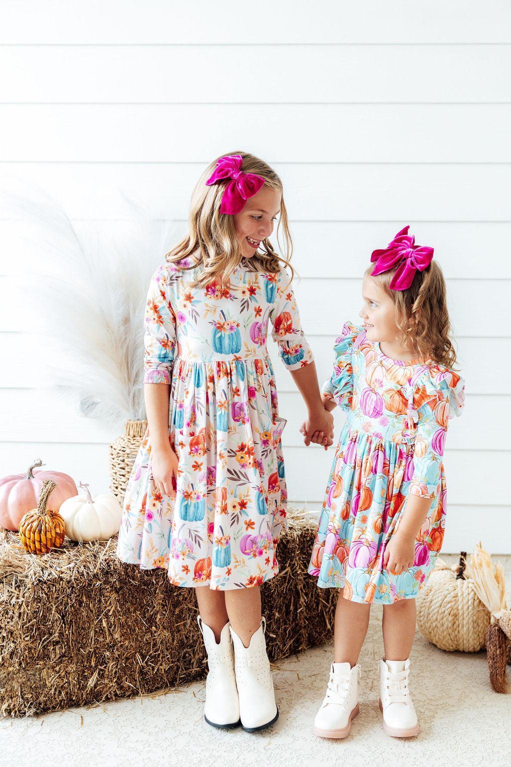 Harvest Blooms 3/4 Sleeve Pocket Twirl Dress by Mila & Rose ® (view 2 of 5)