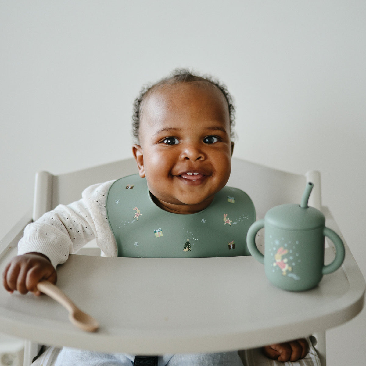 Silicone Baby Bib, Polka Dot Print by Mushie