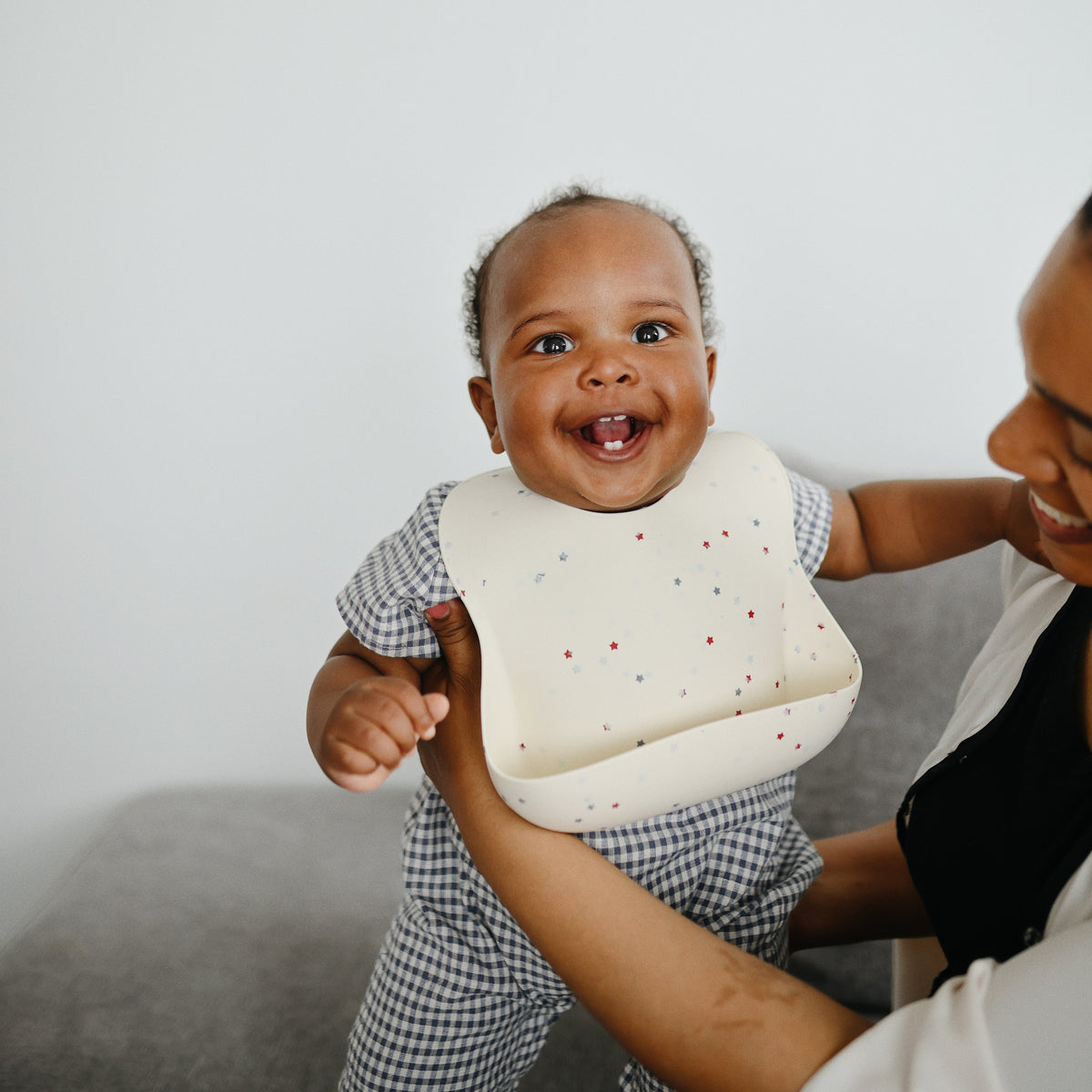 Silicone Baby Bib, Polka Dot Print by Mushie