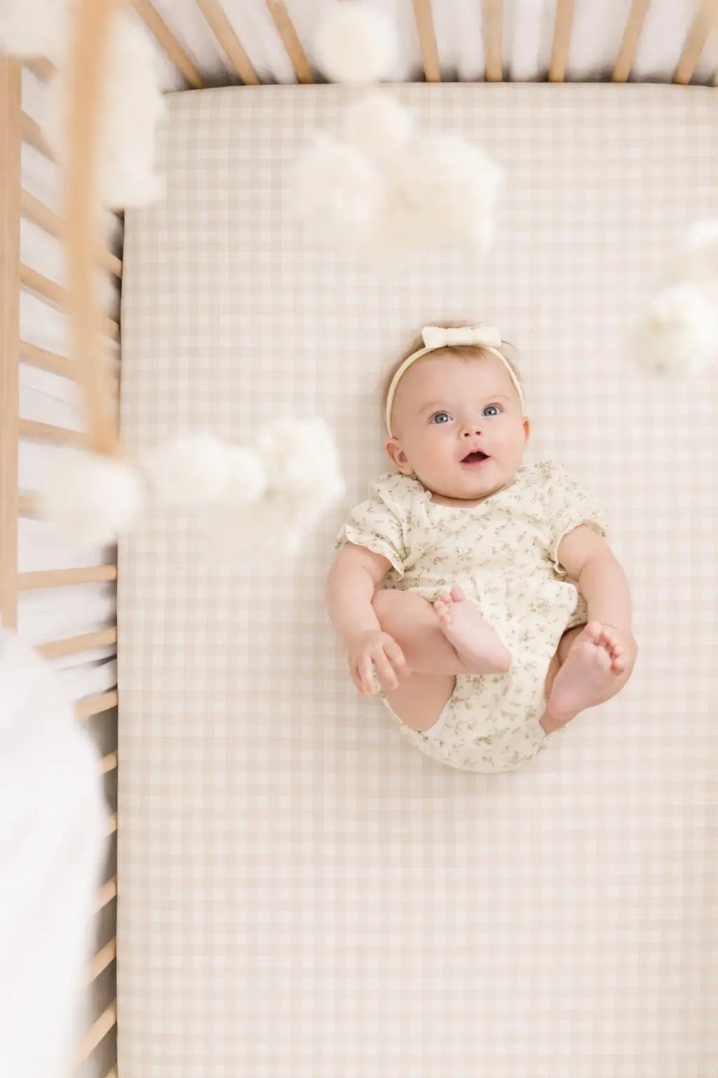 Haven Beige Gingham Crib Sheet - Everetts Place