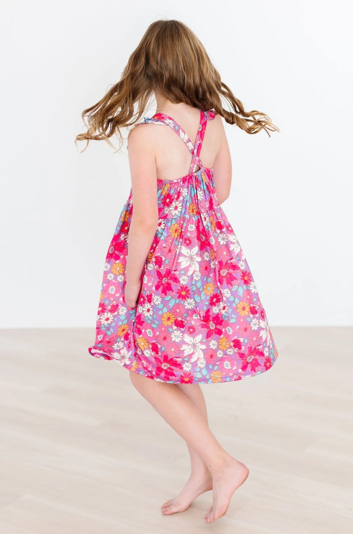 Mila & Rose ® Hawaiian Floral Ruffle Cross Back Dress - 