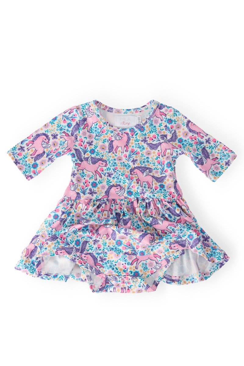 Mila & Rose ® Head In The Clouds Twirl Bodysuit 3 4 Sleeve For Babies - Everetts Place Boutique - 