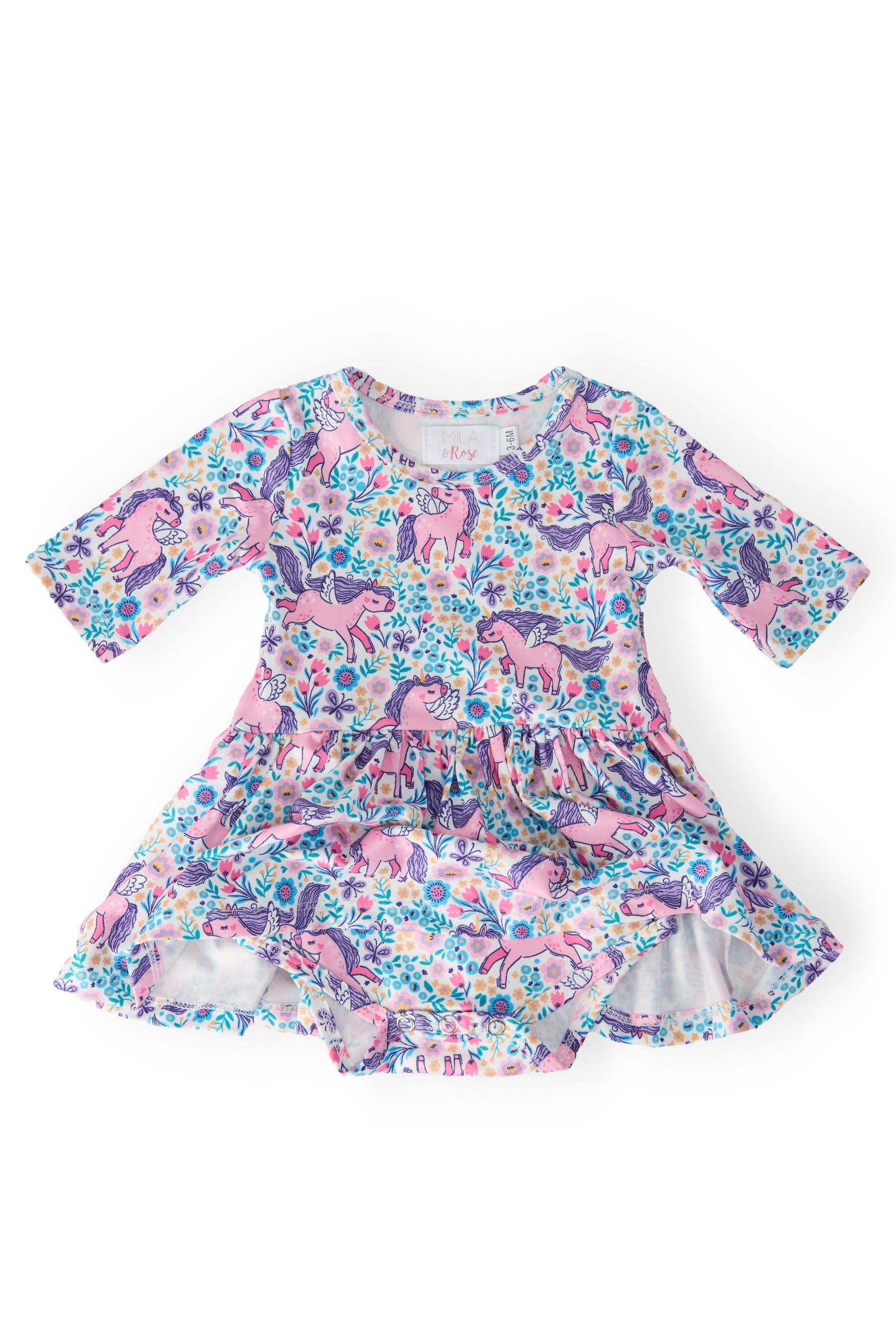 Head In The Clouds Twirl Bodysuit 3 4 Sleeve For Babies Mila & Rose ® Everetts Place: Online Boutique