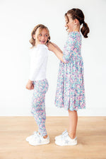Mila & Rose Head in the Clouds organic baby leggings, soft cloud print.