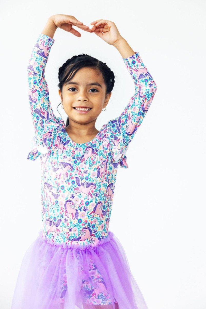 Mila & Rose ® Head in the Clouds Long Sleeve Flutter Leotard for Toddlers - Everetts Place Boutique - 