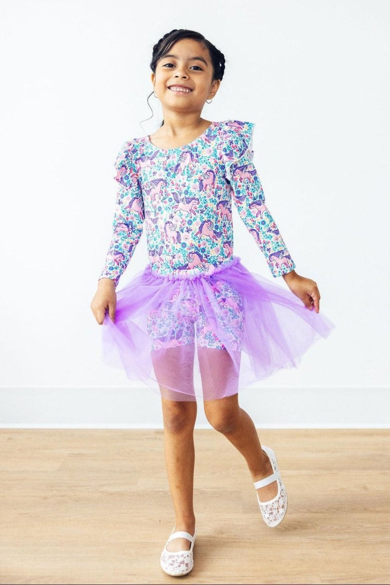 Mila & Rose ® Head in the Clouds Long Sleeve Flutter Leotard for Toddlers - Everetts Place Boutique - 