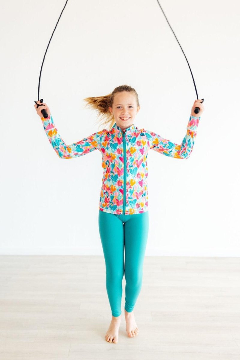 Mila & Rose ® Heart Hustle Full Zip Ruffle Active Jacket For Girls Yoga - Everetts Place Boutique - 
