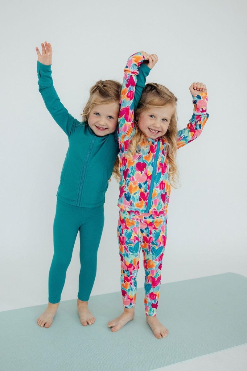 Mila & Rose ® Heart Hustle Full Zip Ruffle Active Jacket For Girls Yoga - Everetts Place Boutique - 