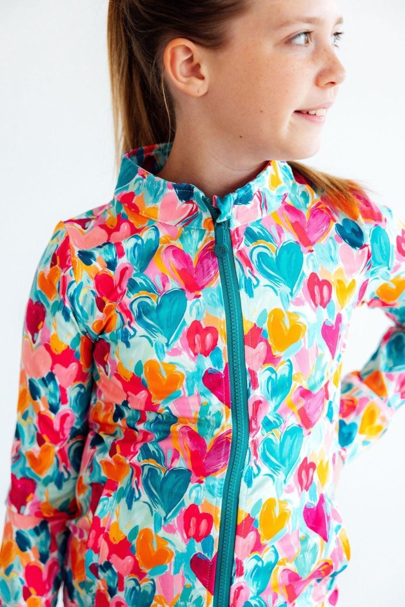 Mila & Rose ® Heart Hustle Full Zip Ruffle Active Jacket For Girls Yoga - Everetts Place Boutique - 