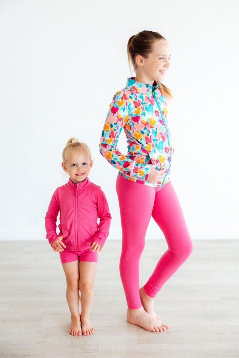 Mila & Rose ® Heart Hustle Full Zip Ruffle Active Jacket For Girls Yoga - Everetts Place Boutique - 