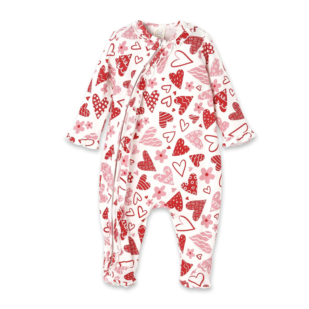 Hearts Bamboo Zipper Romper For Baby Two Way Zipper Neck Guard Tesa Babe 