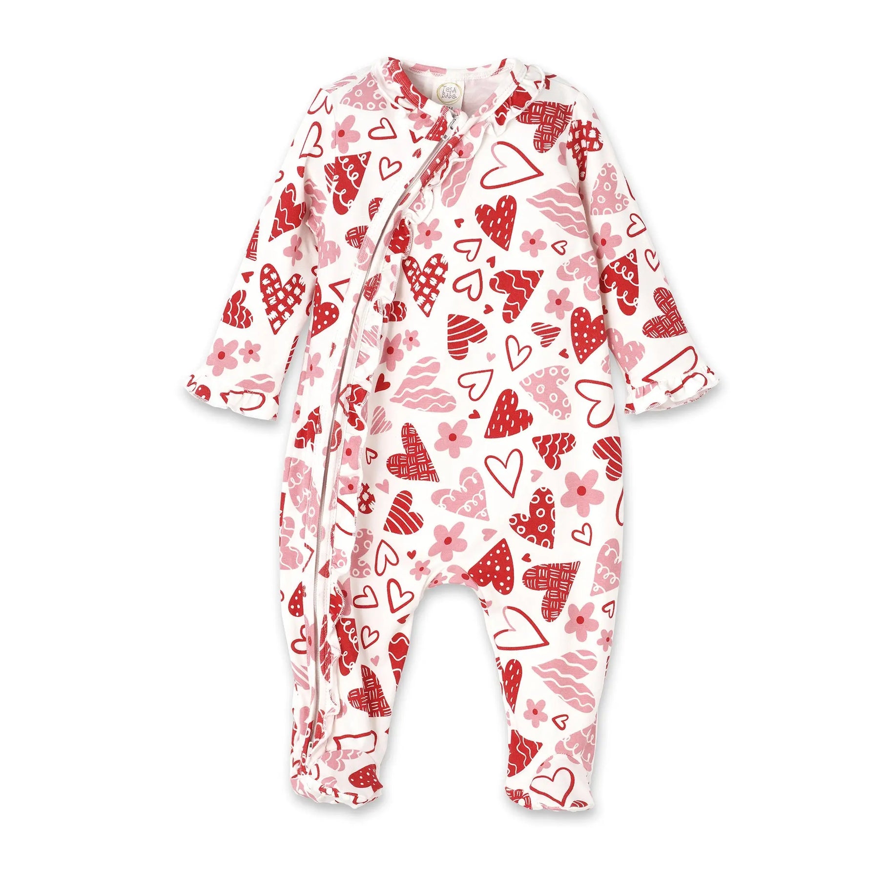 Hearts Bamboo Zipper Romper For Baby Two Way Zipper Neck Guard Tesa Babe 