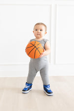 Mila & Rose heather gray baby tank one-piece jogger.