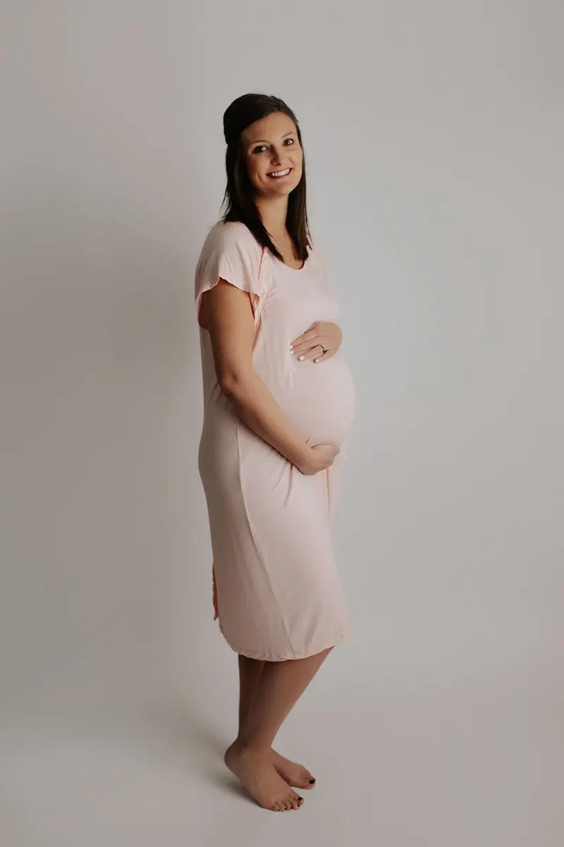 Three Little Tots Heavenly Pink Mommy Labor and Delivery Nursing Hospital Gown - 