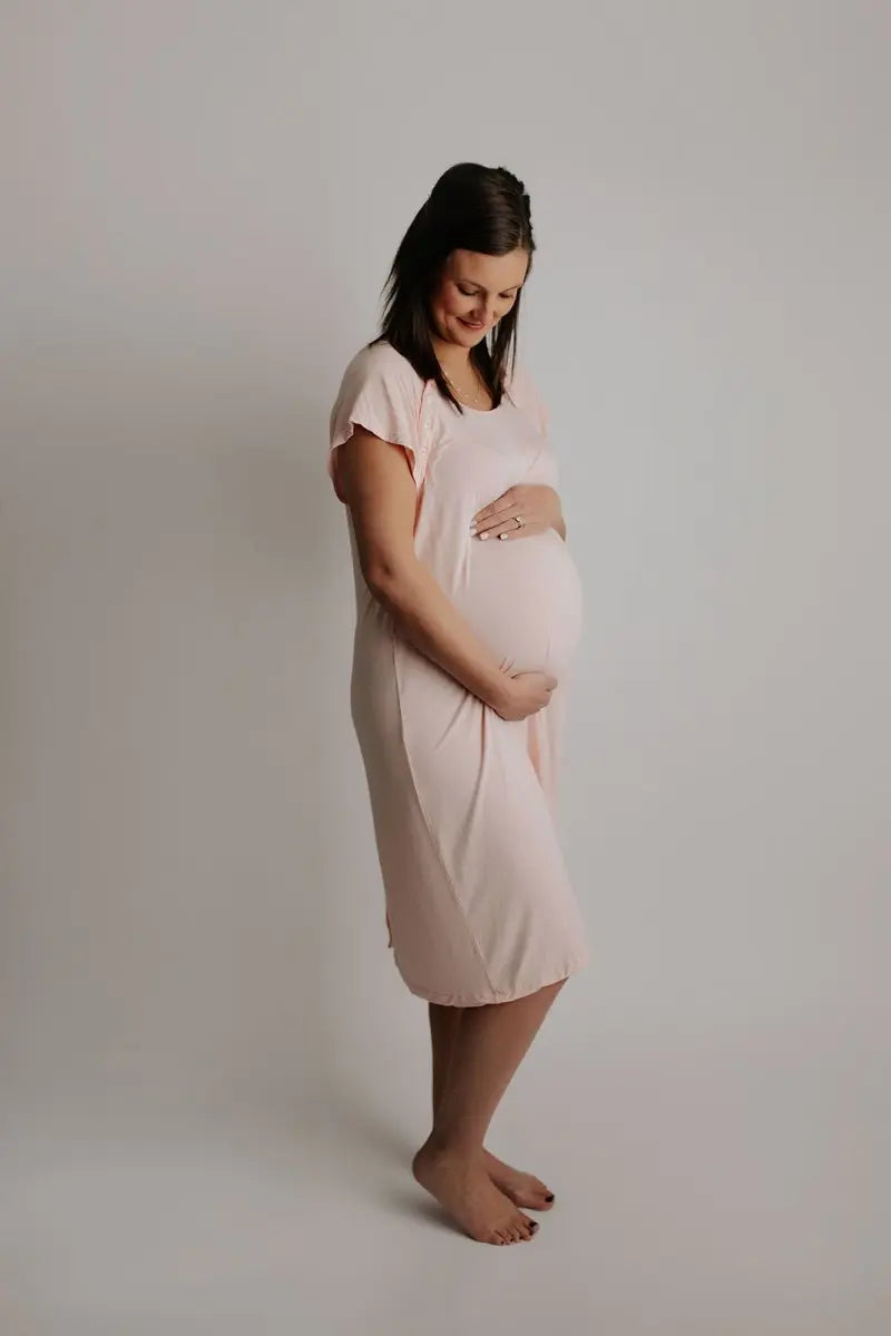 Three Little Tots Heavenly Pink Mommy Labor and Delivery Nursing Hospital Gown - 